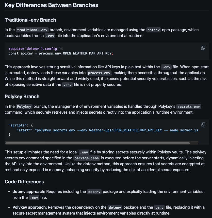 Key Differences Between dotenv and Polykey